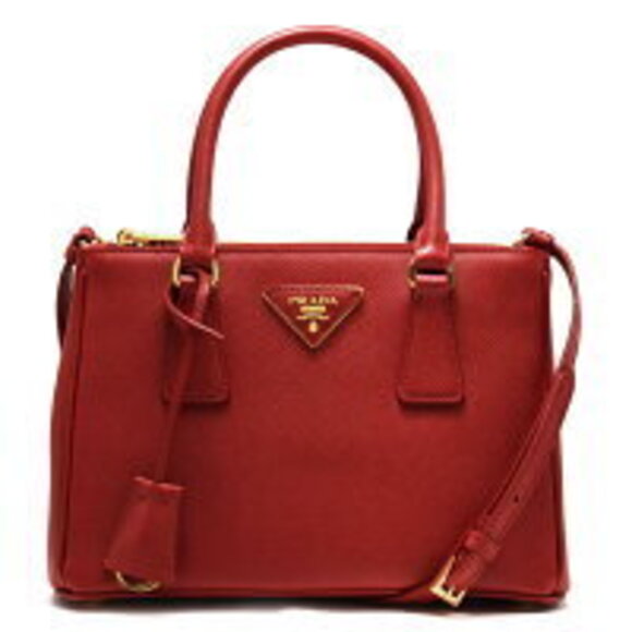 Prada Handbags - Prada Tote Shoulder Bag Saffiano Lux Triangle Logo Plate Four Red